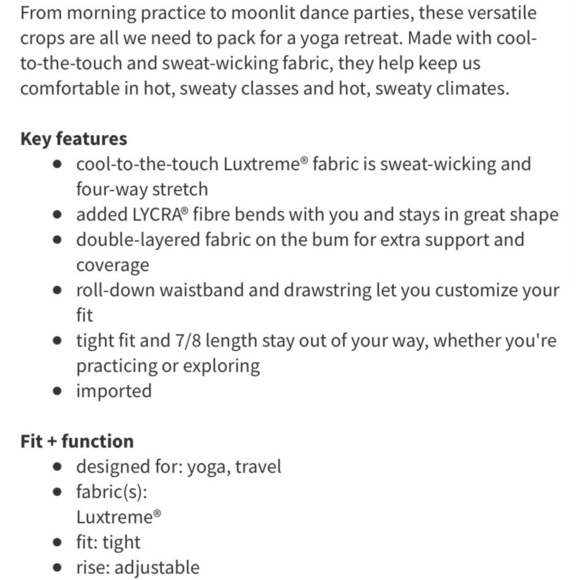 Lululemon Retreat 7/8 leggings J127 - Picture 5 of 12